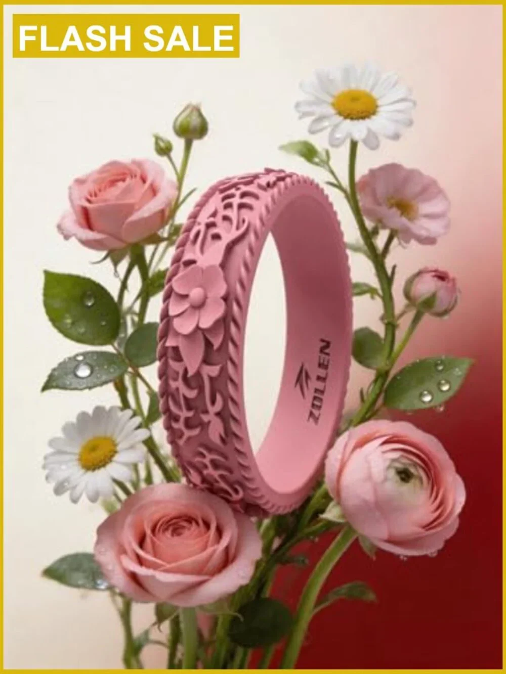 Stackable Silicone Wedding Bands - Flower & Vine Collection Ring 5mm